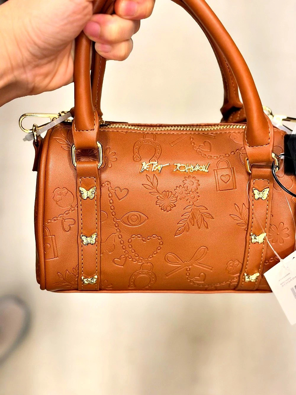 Betsey Johnson Floral Satchel in Brown